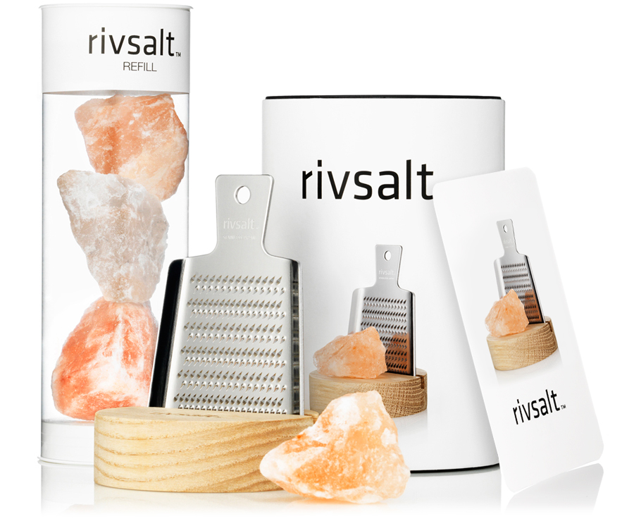 Rivsalt Kitchen, saltrock with a grater by adentity with packaging