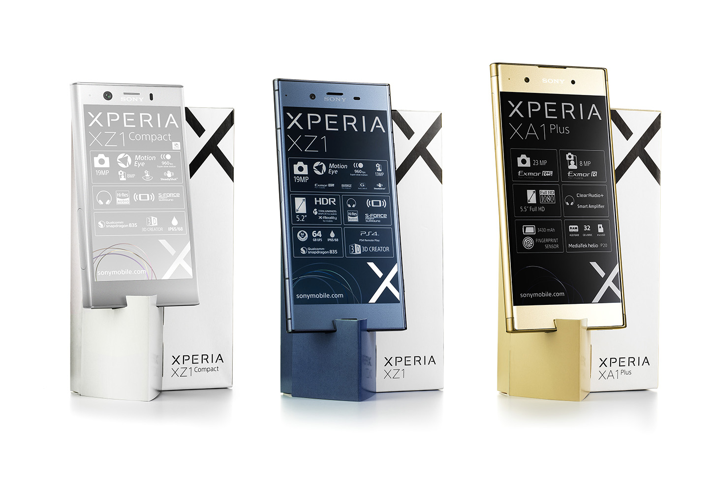 Sony Xperia XZ1 phone range with stand by adentity