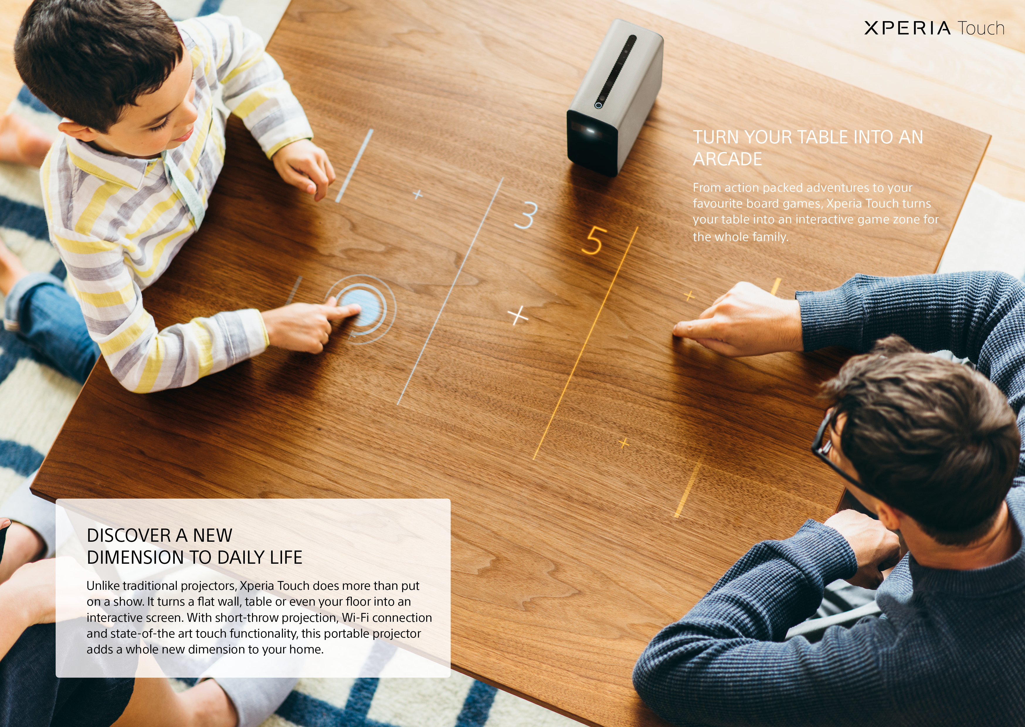 Xperia touch spread by adentity Family playing games on table
