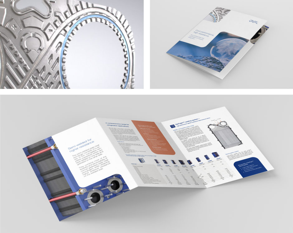 Alfa Laval graphical identity image and leaflet by Adentity